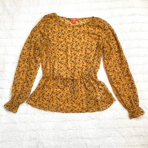 Fall Floral Semi-Sheer Blouse